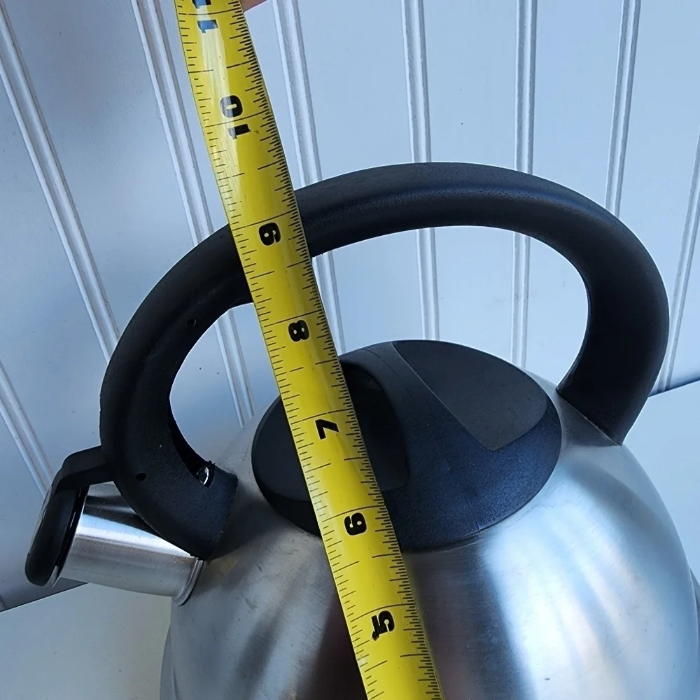 Whistling Tea Kettle Brushed Stainless Steel w/ Black Soft Touch Handle